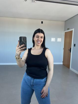 Imagem de Blusa Feminina Regata Canelada Básica Alça Larga Zanca Modas Tamanho:GCor:Branco