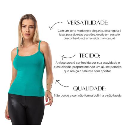 Imagem de Blusa Feminina Regata Lisa Com Alça Viscolycra