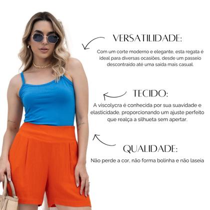 Imagem de Blusa Feminina Regata Lisa Com Alça Viscolycra