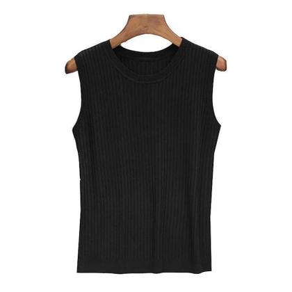 Imagem de Blusa Feminina Sem Mangas - Decote em V - Top de Malha para Verão
