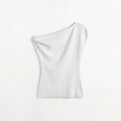 Imagem de Blusa Feminina Shoulder Tricot Assimetrica Off White