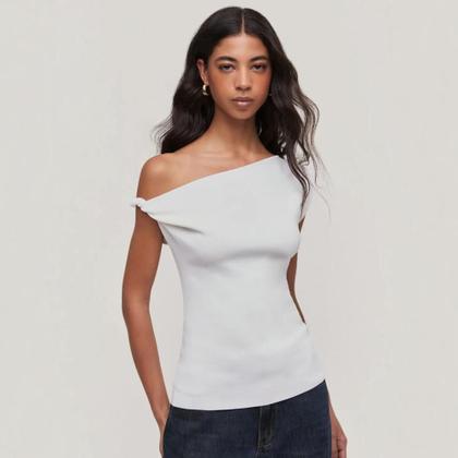 Imagem de Blusa Feminina Shoulder Tricot Assimetrica Off White