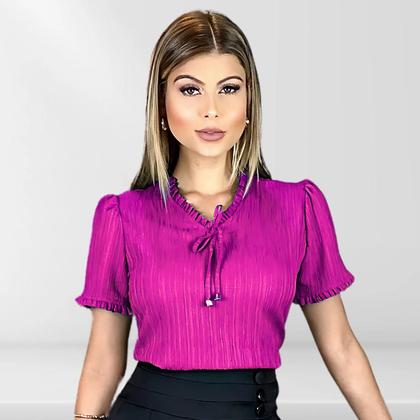 Imagem de Blusa Feminina Social Com Decote V Manga Curta