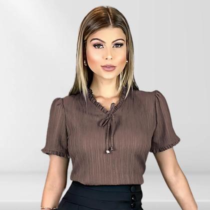 Imagem de Blusa Feminina Social Com Decote V Manga Curta