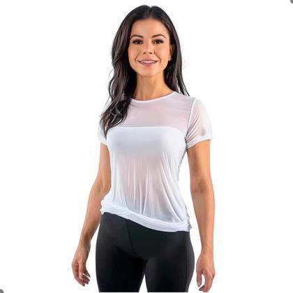 Imagem de Blusa Feminina Tule Academia Blusinha Verão Moda Fitness Transparente