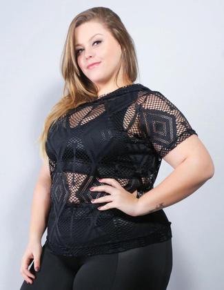 Imagem de Blusa Fitness Feminina Plus Size em Tela - Fitmoda 