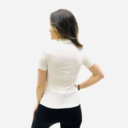 Imagem de Blusa Hering Manga Curta Gola Alta Canelada Feminina