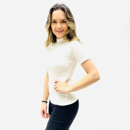 Imagem de Blusa Hering Manga Curta Gola Alta Canelada Feminina