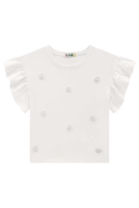 Imagem de Blusa Infantil em Meia Malha Florzinhas c/Pérola - Kukie