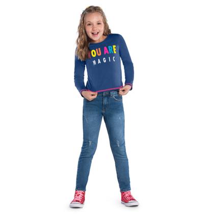 Imagem de Blusa Infantil Feminino Manga Longa em Meia Malha Kyly