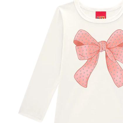 Imagem de Blusa Infantil Manga Longa Menina Laço com Strass Algodão Kyly