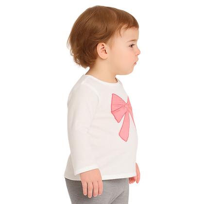 Imagem de Blusa Infantil Manga Longa Menina Laço com Strass Algodão Kyly