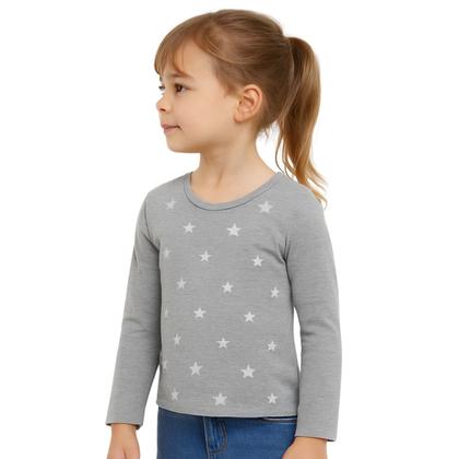 Imagem de Blusa Infantil Menina Manga Longa com Estampa de Estrelinhas Kyly