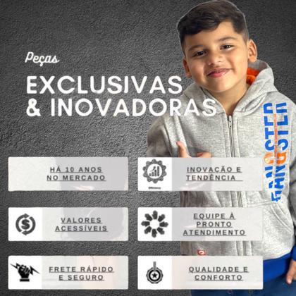 Imagem de Blusa Infantil Moletom Com Capuz Inverno Flanelada Gangster