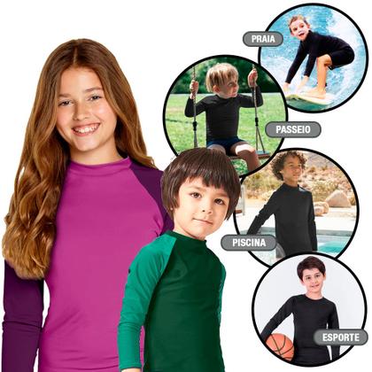 Imagem de Blusa Infantil Proteção Solar UV 50+ Kit Praia c/ Boné