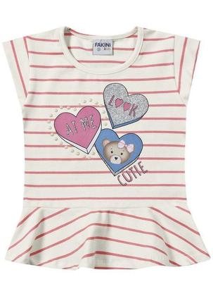 Imagem de Blusa Infantil Verão Listrada Com Corações - Fakini