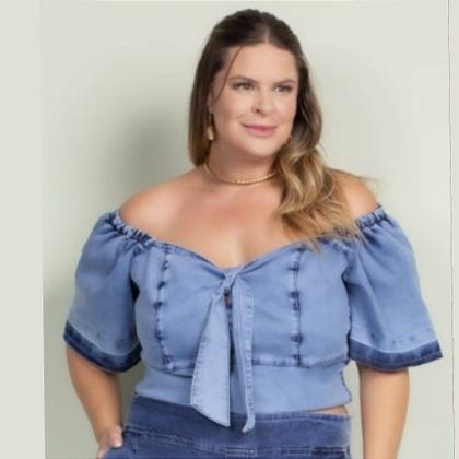 Imagem de Blusa jeans manifesto plussize