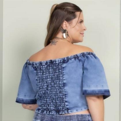 Imagem de Blusa jeans manifesto plussize