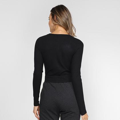 Imagem de Blusa Lunender Canelada Cropped Manga Longa Feminina