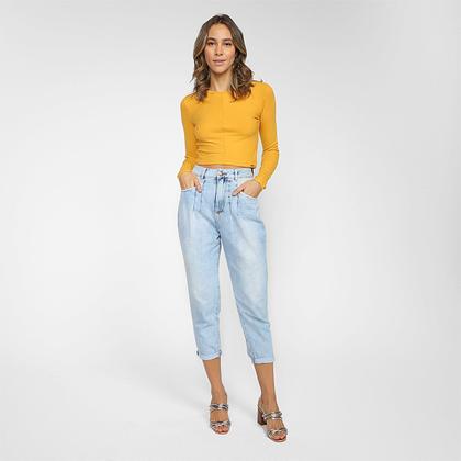 Imagem de Blusa Lunender Canelada Cropped Manga Longa Feminina