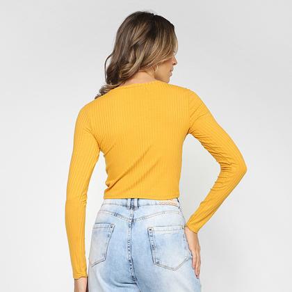 Imagem de Blusa Lunender Canelada Cropped Manga Longa Feminina