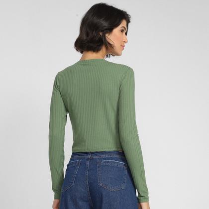 Imagem de Blusa Lunender Canelada Cropped Manga Longa Feminina