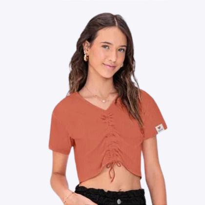 Imagem de Blusa Manga Curta Boxy Canelada Teen Menina Amora 5000051