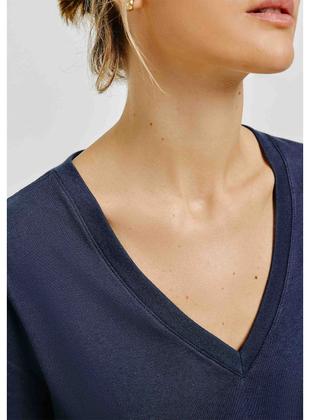 Imagem de Blusa Manga Curta Hering 4EZ9 Feminina Gola V Algodão T. P/EXG