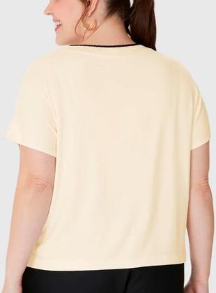 Imagem de Blusa Manga Curta Malwee 1000127465 Feminina Plus Size Ampla Viscose T. G1/G4