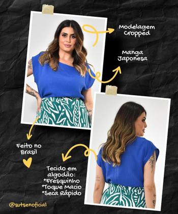 Imagem de Blusa Manga Japonesa Tecido Algodão Nilo Plus Size 42 Ao 52