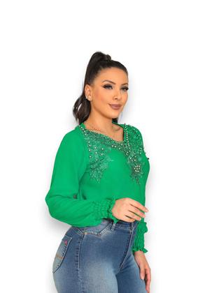 Imagem de Blusa Manga Longa Elegante Renda Crepe Executiva SKU:BML19