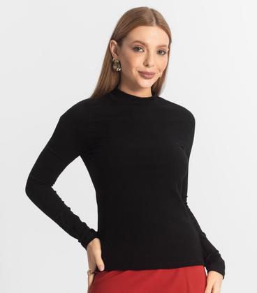 Imagem de Blusa Manga Longa Feminina Canelada Select Preto