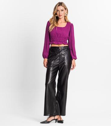 Imagem de Blusa Manga Longa Feminina Xadrez Endless Roxo