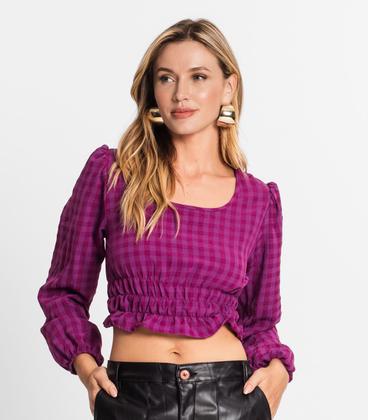 Imagem de Blusa Manga Longa Feminina Xadrez Endless Roxo