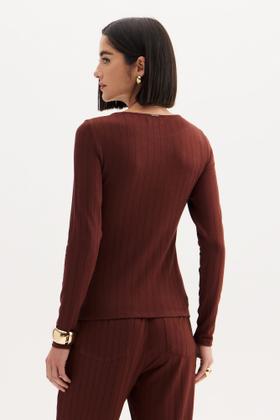 Imagem de Blusa Manga Longa Gola Redonda Casual Feminina Flor De Lis