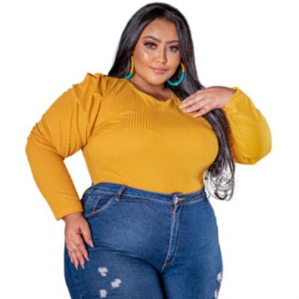 Imagem de Blusa Manga Longa Plus Size Malha Canelada