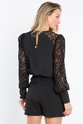 Imagem de Blusa Manga Longa Renda Preta G