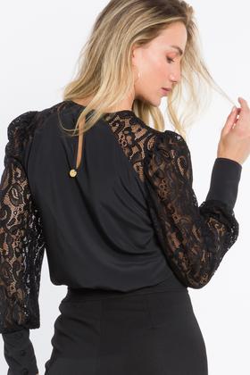 Imagem de Blusa Manga Longa Renda Preta G