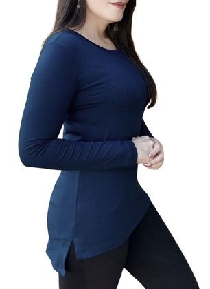 Blusa Manga Longa Sobre Legging Feminina Alongada Mullet em Malha