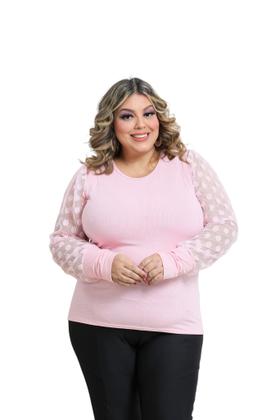 Imagem de Blusa manga longa tule gola baixa plus size