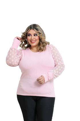 Imagem de Blusa manga longa tule gola baixa plus size