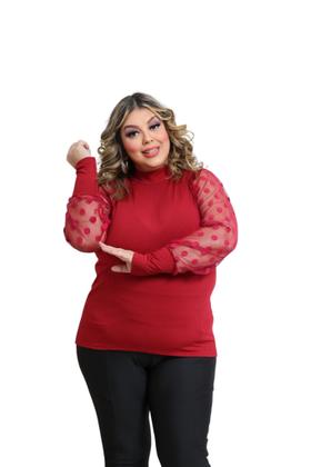 Imagem de Blusa manga longa tule plus size gola alta