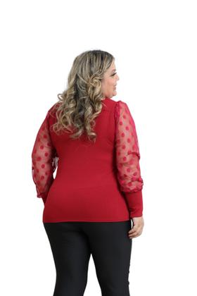 Imagem de Blusa manga longa tule plus size gola alta