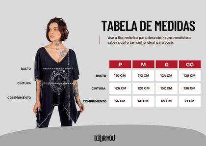 Imagem de Blusa Maxi Assimetrica Estampa Lua Mistica Gola V Feminina