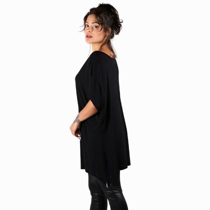 Imagem de Blusa Maxi Assimétrica Gola V Corrente Estampa Nota Musical