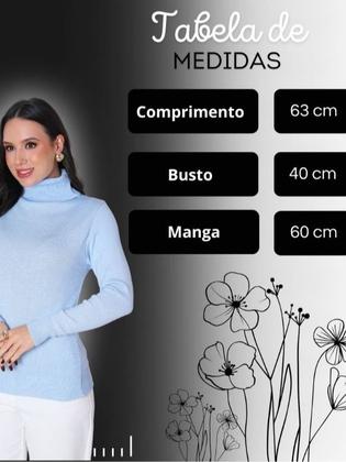 Imagem de Blusa Modal Cacharrel Feminina Tricot Manga Longa Elegante Gola Alta Tricô Moda Inverno