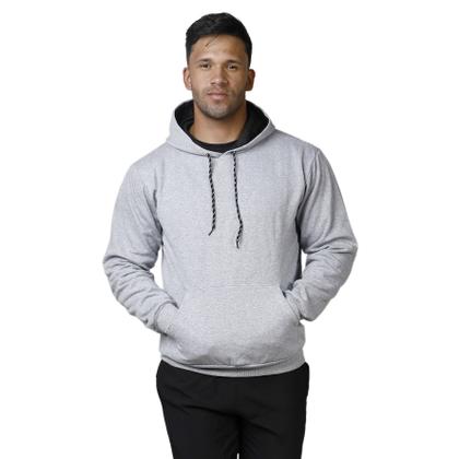 Imagem de Blusa Moletom Bolso Canguru Com Capuz Masculino Básico Liso Frio