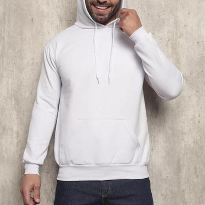 Imagem de Blusa Moletom Canguru Com Capuz Casaco de Frio Quente Flanelado Algodão Sem Estampa