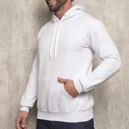 Imagem de Blusa Moletom Canguru Com Capuz Casaco de Frio Quente Flanelado Algodão Sem Estampa