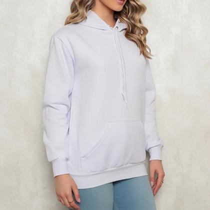 Imagem de Blusa Moletom Canguru Com Capuz Casaco de Frio Quente Flanelado Algodão Sem Estampa